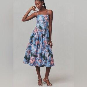 Anthropologie Hutch Eddi Spaghetti Strap Drop-Waist Midi Dress Medium